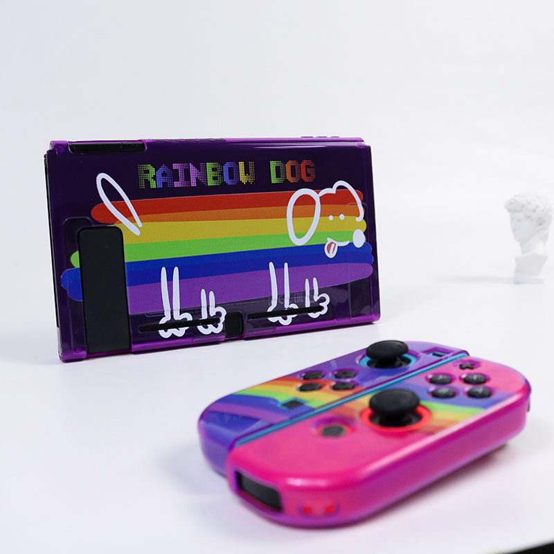 可愛い虹色透明クリアSwitch ケース犬ドッグ スイッチ ケース 収納 耐衝撃有機ELモデル対応nsボタンカバー ソフトケースいぬ パープル紫色Switch 保護ケース_スイッチ シール_スイッチ シール_iPhoneケース新作スマートフォンアクセサリー通販人気ファッションモバイル ... 紫 Switch ドッグ カバー ニンテンドー スイッチ ケース パープル