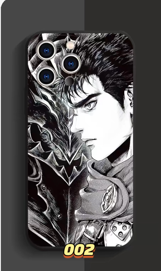 ベルセルク 三浦建太郎アイフォン16pro/15/13ケース ガッツ漫画iPhone14promaxパック キャスカ黒白い