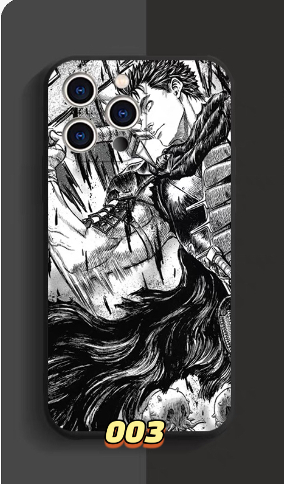 ベルセルク 三浦建太郎アイフォン16pro/15/13ケース ガッツ漫画iPhone14promaxパック キャスカ黒白い