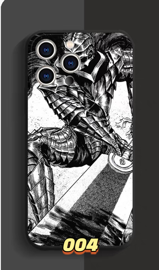 ベルセルク 三浦建太郎アイフォン16pro/15/13ケース ガッツ漫画iPhone14promaxパック キャスカ黒白い